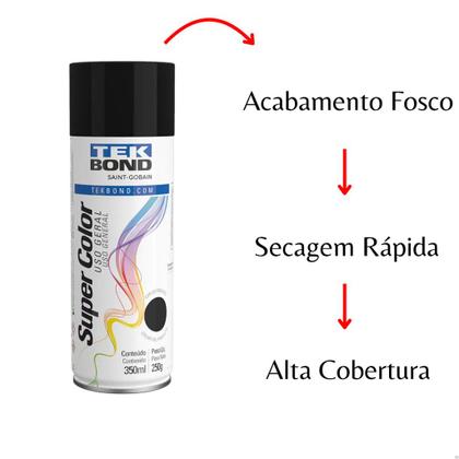 Imagem de Tinta Spray Preto Fosco 350ml Tek Bond
