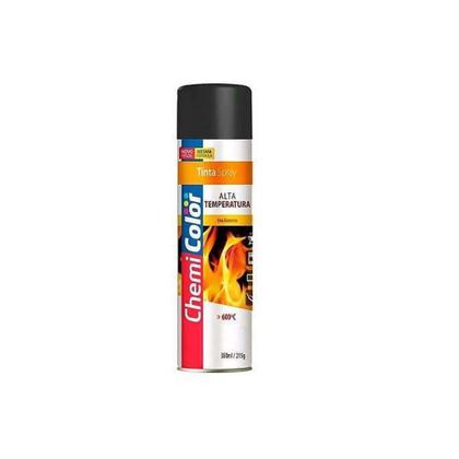 Imagem de Tinta Spray Preto Fosco Alta Temp. 350Ml Chemicolor
