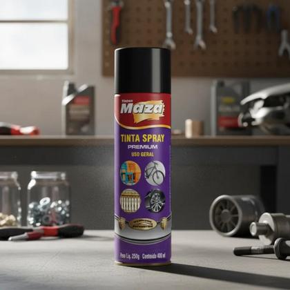 Imagem de Tinta Spray Preto Semi Brilho Maza Automotivo Secagem Rápida