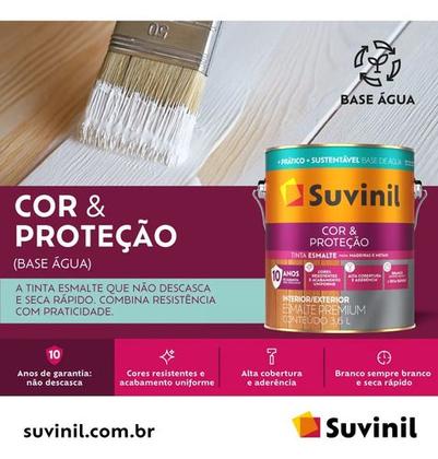 Imagem de Tinta Suvinil para madeiras e metais esmalte acetinado seca rapido 0,9L - Branco - 53703933