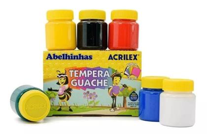 Imagem de Tinta Tempera Guache Aquarela Pintura 6 Cores 15ml Acrilex