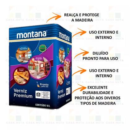 Imagem de Tinta Verniz Maritimo Natural Madeira Brilhante Montana18 Lt