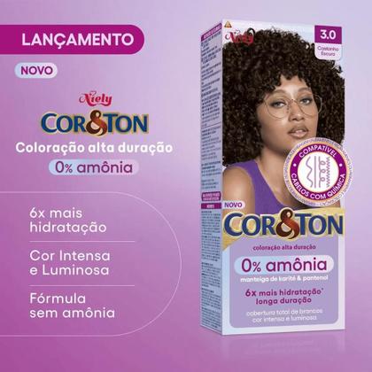 Imagem de Tintura Cor&Ton Niely 0% Amônia 3.0 Castanho Escuro