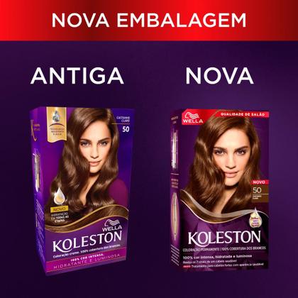 Imagem de Tintura Creme Koleston Wella Castanho Claro 50 Kit