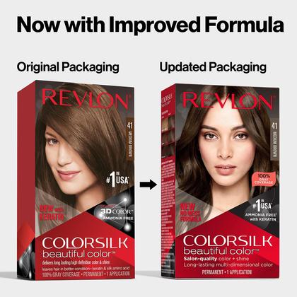 Imagem de Tintura de cabelo Revlon Colorsilk Permanent Brown com cobertura 100% cinza