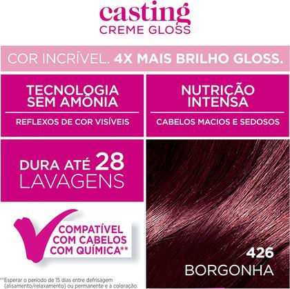 Imagem de Tintura Semi-Permanente Casting Creme Gloss LOréal Paris 426 Borgonha 246g