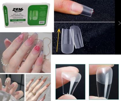 Imagem de Tips Soft Gel Transparente Matte Unha Postiça Quadrada C/500