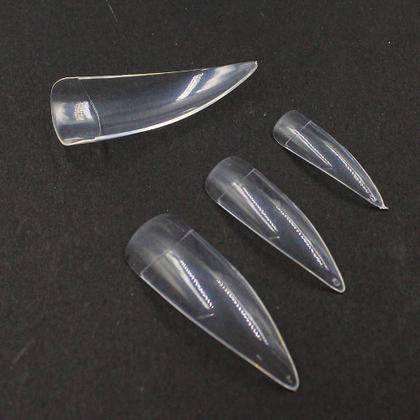 Imagem de Tips stiletto curva transparente 100un helen color