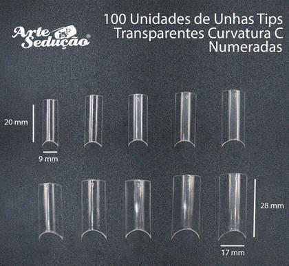Imagem de Tips Unhas Postiças Curvatura C Transparente Arte Sedução