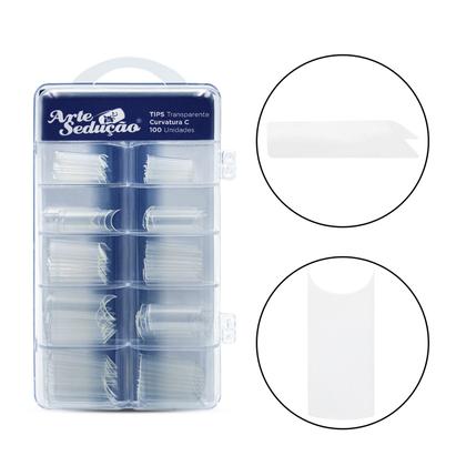 Imagem de Tips Unhas Postiças Curvatura C Transparente Arte Sedução