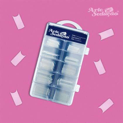 Imagem de Tips Unhas Postiças Curvatura C Transparente Arte Sedução