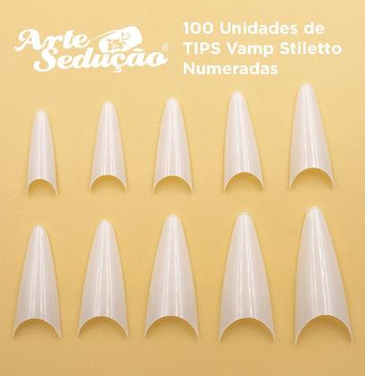 Imagem de Tips Unhas Postiças Vamp Stiletto Estileto Para Unhas de Gel, Com 100 Unidades Arte Sedução