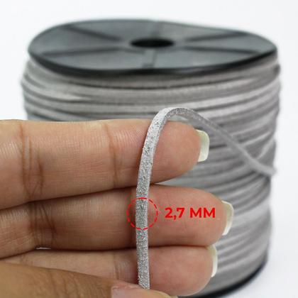 Imagem de Tira de Camurça Fio 2.7mm Cinza Para Bijuterias Bolsas Chaveiros 30 Metros
