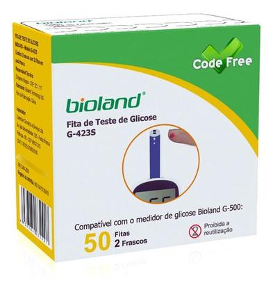 Imagem de Tira Fita Glicose Bioland G-423s Code Free C/50 Unidades
