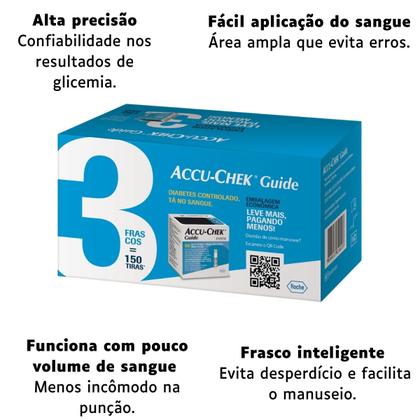 Imagem de Tiras Medidor Glicemia Accu Check Guide 150 Unidades
