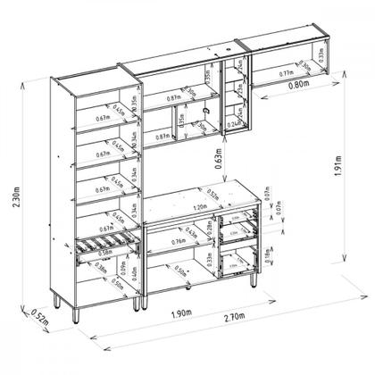 Imagem de Titulo: Cozinha Completa Allure 7 Portas 4 Gavetas 100 Mdf com Vidro Linea Brasil