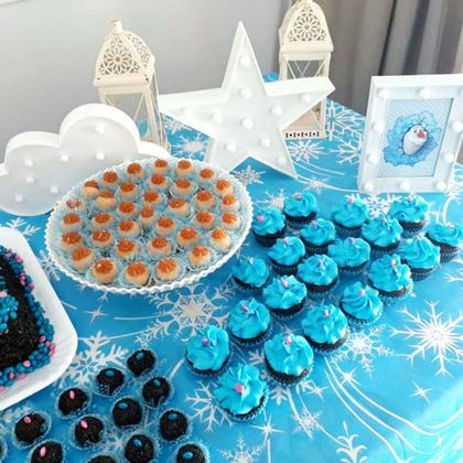 Imagem de Tnt Estampado Flocos Neve Frozen Decoração 1,4m X 2 Metros
