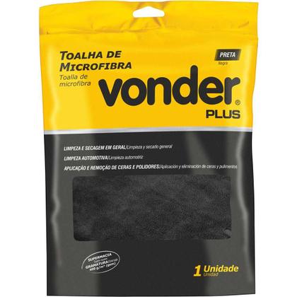 Imagem de Toalha 40x60cm 400GSM Microfibra Preta Vonder PLUS