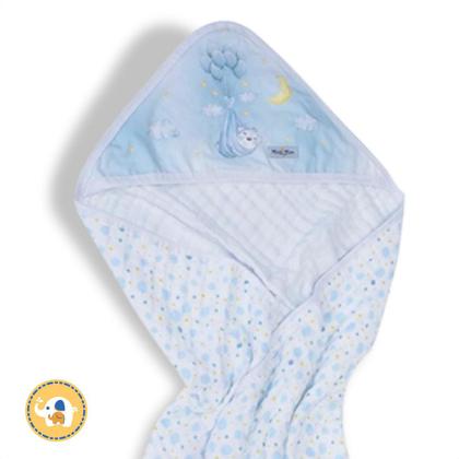 Imagem de Toalha Banho Bebe Infantil Soft Enxoval Recém Nascido Azul
