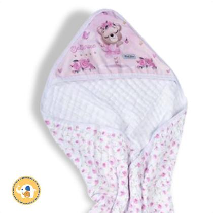 Imagem de Toalha Banho Bebe Infantil Soft Enxoval Recém Nascido Rosa - Minasrey