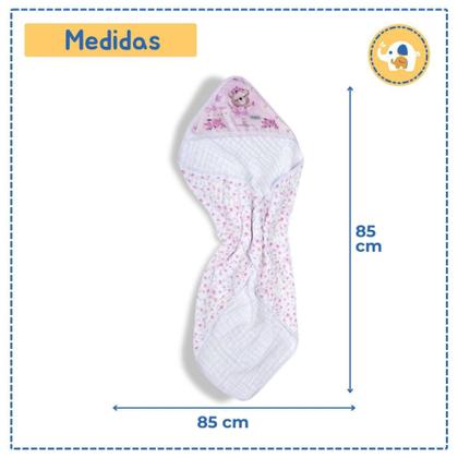 Imagem de Toalha Banho Bebe Infantil Soft Enxoval Recém Nascido Rosa - Minasrey