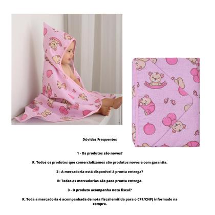 Imagem de Toalha Banho Bebe Toalha C/ Forro Fralda 70x90cm Bercinho