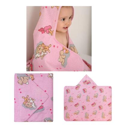 Imagem de Toalha Banho Bebe Toalha C/ Forro Fralda 70x90cm Bercinho