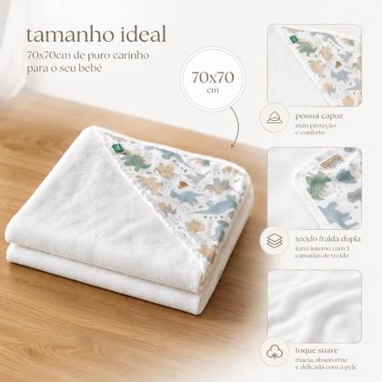 Imagem de Toalha Banho Infantil Bebê Soft Capuz Fralda Algodão Plinu