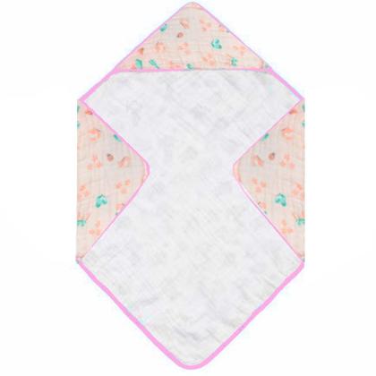 Imagem de Toalha Banho Infantil Fralda Soft 80x80cm Papi Bebe Estampa Borboleta 100% Algodao Com Capuz Menina