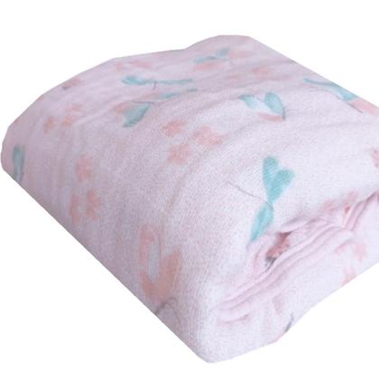 Imagem de Toalha Banho Infantil Fralda Soft 80x80cm Papi Bebe Estampa Borboleta 100% Algodao Com Capuz Menina