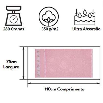 Imagem de Toalha Banho Infantil Macia Kids Ponto Cruz 75x110cm 100% Algodão