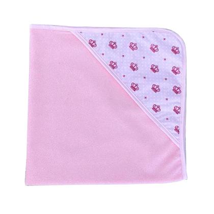 Imagem de Toalha Com Capuz Estampado Para Bebê Coroa Rosa