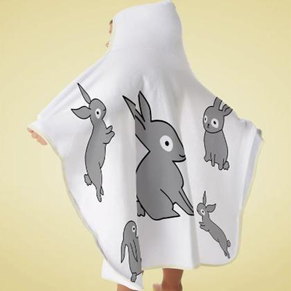 Imagem de Toalha de Banho Baby Tecebem com Capuz Estampada Curiosidade 70cmx90cm Branco