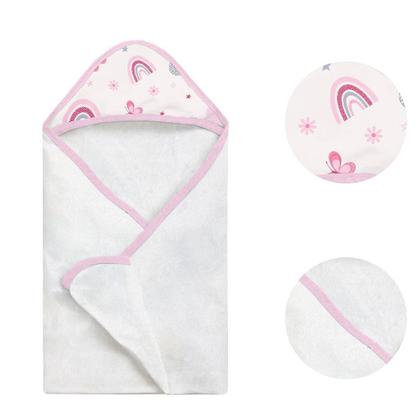 Imagem de Toalha de Banho Bebê 2 Pçs Felpuda/Fralda Arco Íris e Girafa