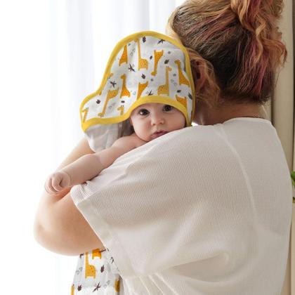 Imagem de Toalha de Banho Bebê 2 Pçs Felpuda/Fralda Arco Íris e Girafa