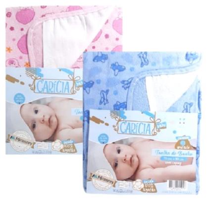 Imagem de Toalha De Banho Bebe Felpuda Forrada de Fralda com Capuz Enxoval Recém Nascido 100% Algodão