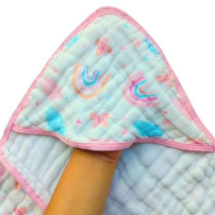 Imagem de Toalha de Banho Bebê Fralda Soft com Capuz 100 Algodão 3 Camadas Macia RecémNascido Enxova