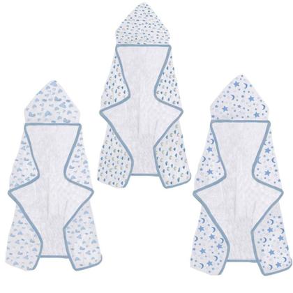 Imagem de Toalha de Banho Bebê Infantil com Capuz 3 Pano de Boca Babete toalha de Boca  Estampas Sortidas, Macio e Antialérgico