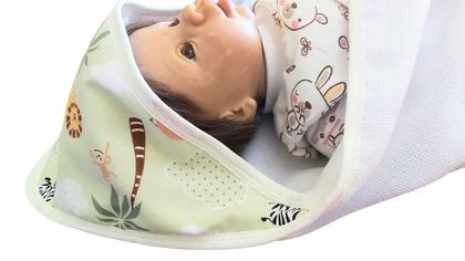 Imagem de Toalha de Banho Bebê Safari Forro Fralda com Capuz 70x70cm