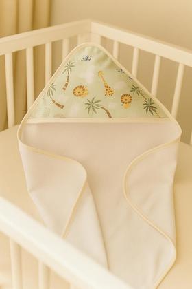 Imagem de Toalha de Banho Bebê Safari Forro Fralda com Capuz 70x70cm