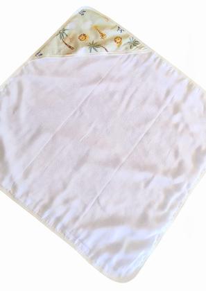 Imagem de Toalha de Banho Bebê Safari Forro Fralda com Capuz 70x70cm