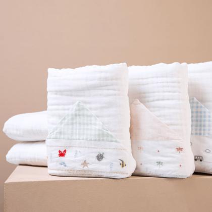 Imagem de Toalha de Banho Bebê SOFT 100% Algodão 3 camadas de fralda c/capuz 90X75CM Bordado