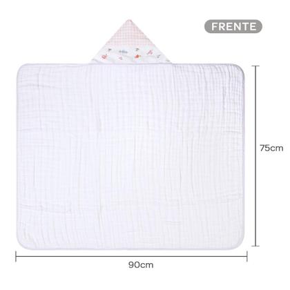 Imagem de Toalha de Banho Bebê SOFT 100% Algodão 3 camadas de fralda c/capuz 90X75CM Bordado