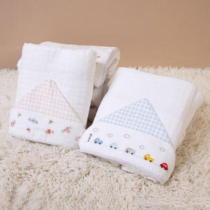 Imagem de Toalha de Banho Bebê SOFT 100% Algodão 3 camadas de fralda c/capuz 90X75CM Bordado