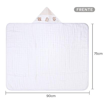 Imagem de Toalha de Banho Bebê SOFT 100% Algodão 3 camadas de fralda c/capuz 90X75CM Bordado