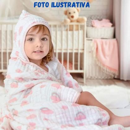 Imagem de Toalha De Banho Bebê Soft Fralda Estampada 1,05mx85cm Toalhão Meninas ou Meninos 100% Algodão