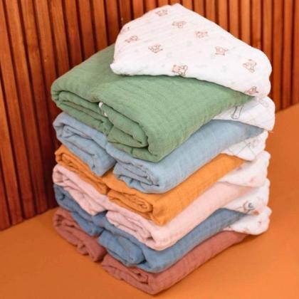 Imagem de Toalha de banho bebe soft premium liso papi baby com capuz 90cm x 70cm