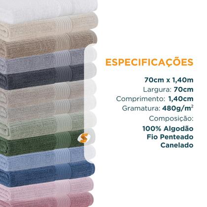 Imagem de Toalha De Banho Buddemeyer Canelado - 100% Algodão Penteado 70x140cm Várias Cores