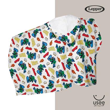 Imagem de Toalha De Banho com Capuz Divertida Infantil Felpuda Estampada Algodão Lepper Kids