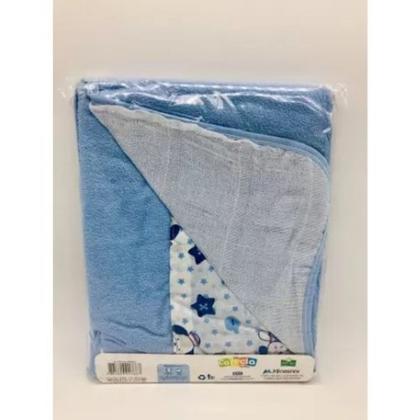 Imagem de Toalha De Banho Dupla Face Com Capuz Azul Caricia Baby - Minasrey